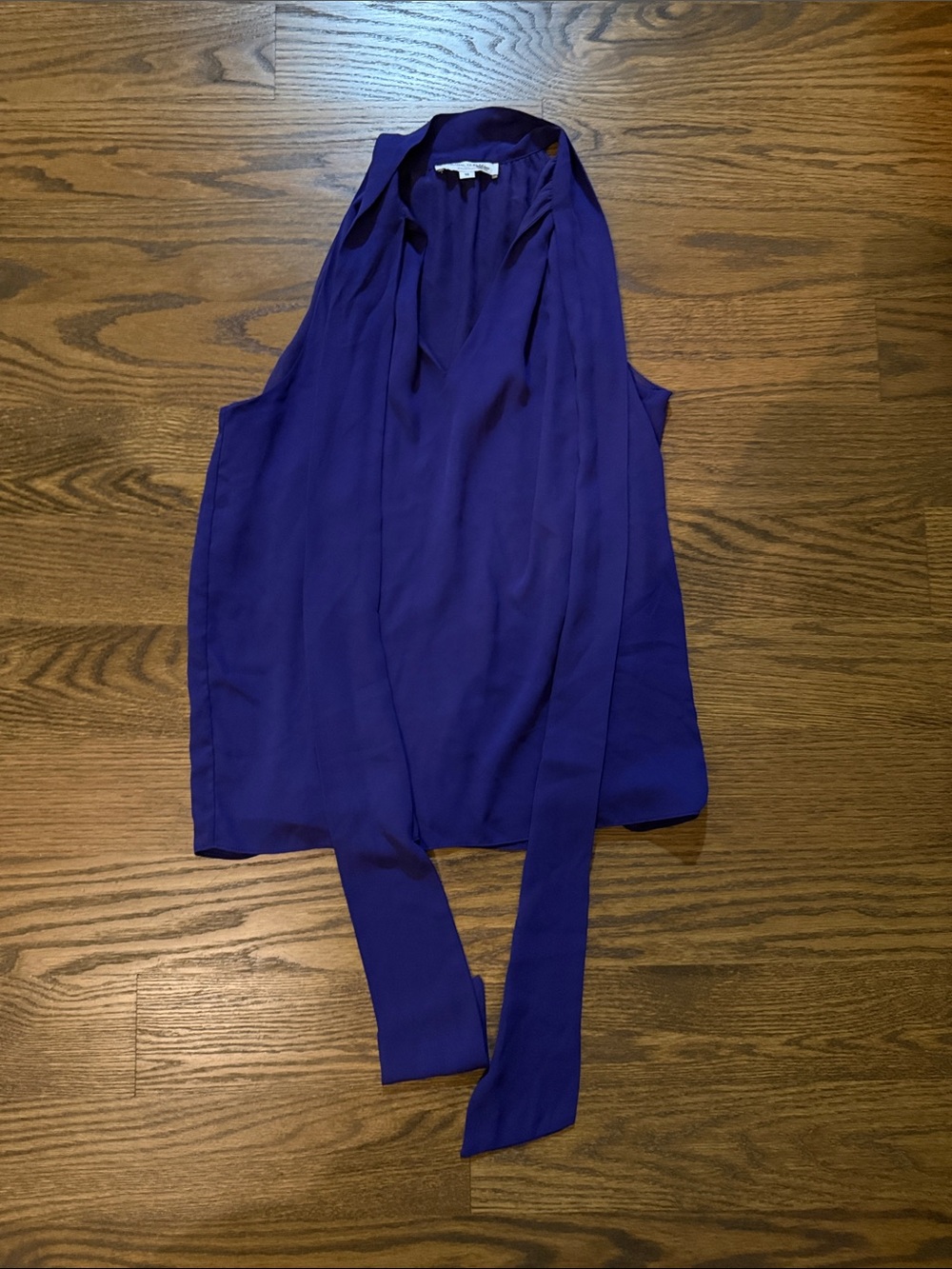 Prabal Gurung Deep Purple Sleeveless Tie-Neck Blouse
